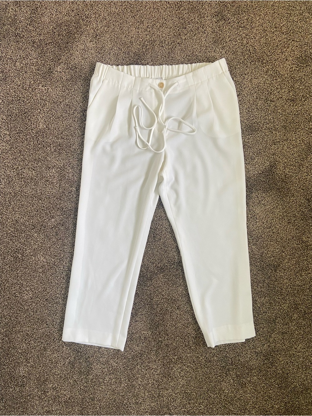 ARMANI White Tie Waist Straight Trouser Size 14